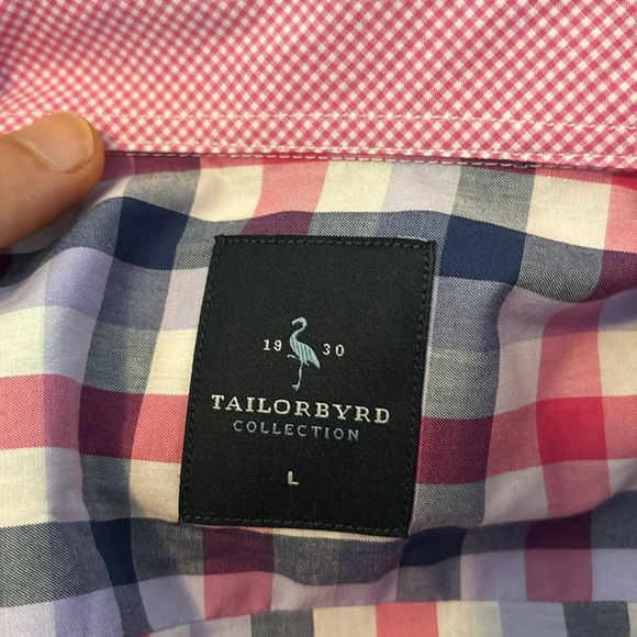 Tailorbyrd men’s plaid long sleeve button down shirt size large - Picture 7 of 8
